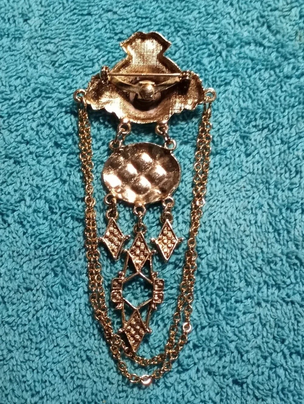 Gold-Tone Multi-Drop Statement Brooch Necklace - Women Jewelry